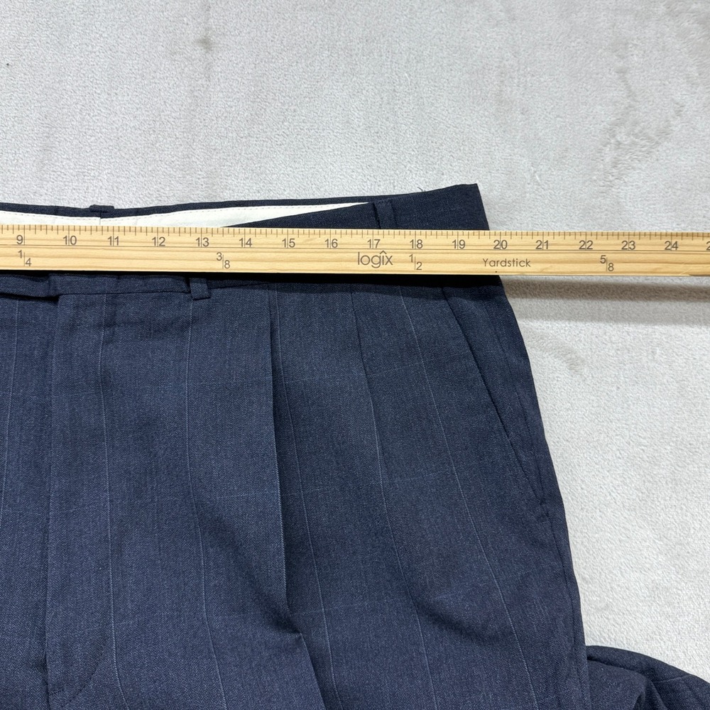 Evan-Picone Suit Mens 44L Navy Blue Pinstripe Wool 2-Piece Blazer Trousers USA - Picture 15 of 16